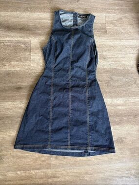 silence + noise Dark Indigo Denim Sleeveless Mini Dress